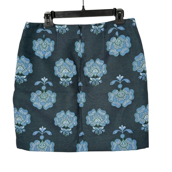 Loft Blue Floral Damask Pencil Short Skirt Women Size 10‎ Preppy Office Feminine - Picture 3 of 9